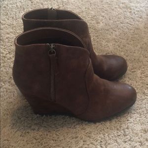 Cute Brown Wedge Booties